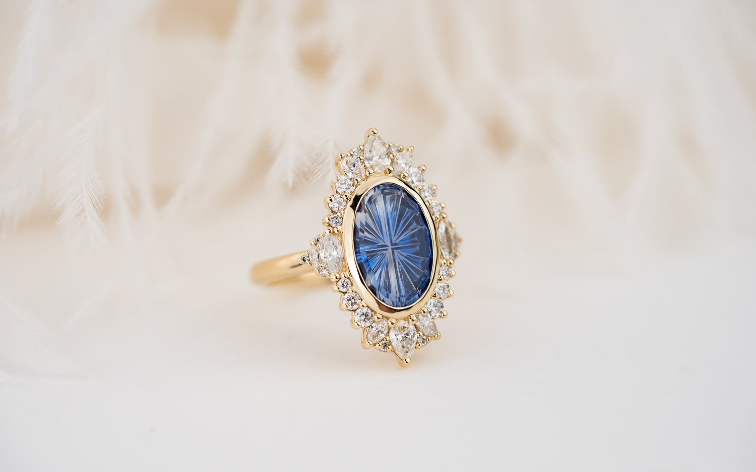 The Ethereal Ring | 3.18 CT Oval Starbrite™ Bicolor Blue Sapphire
