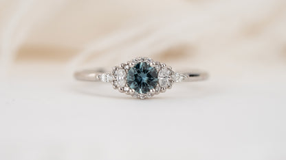 The Halo Mini Maeve Ring | Round Montana Sapphire