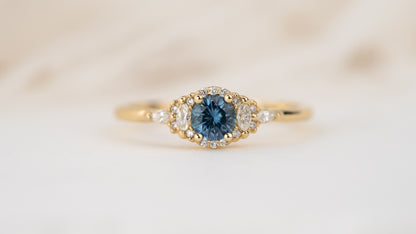 The Halo Mini Maeve Ring | Round Montana Sapphire