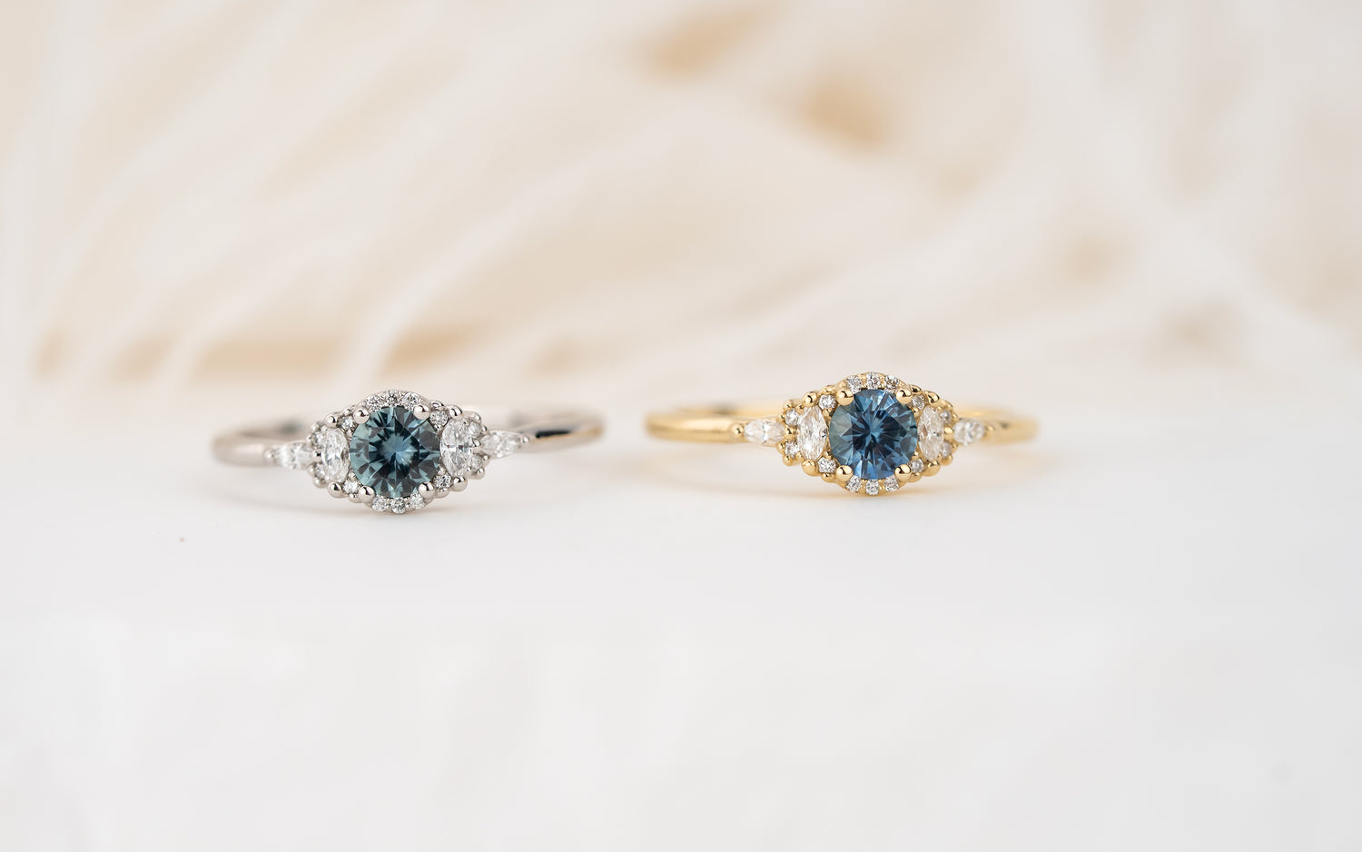 The Halo Mini Maeve Ring | Round Montana Sapphire
