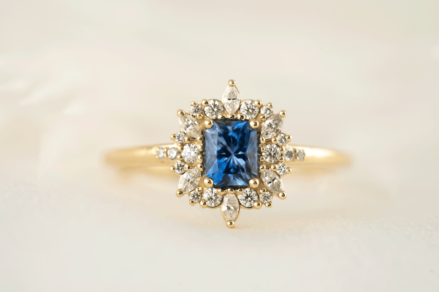 The Innis Ring | 0.5 CT Radiant Blue Sapphire