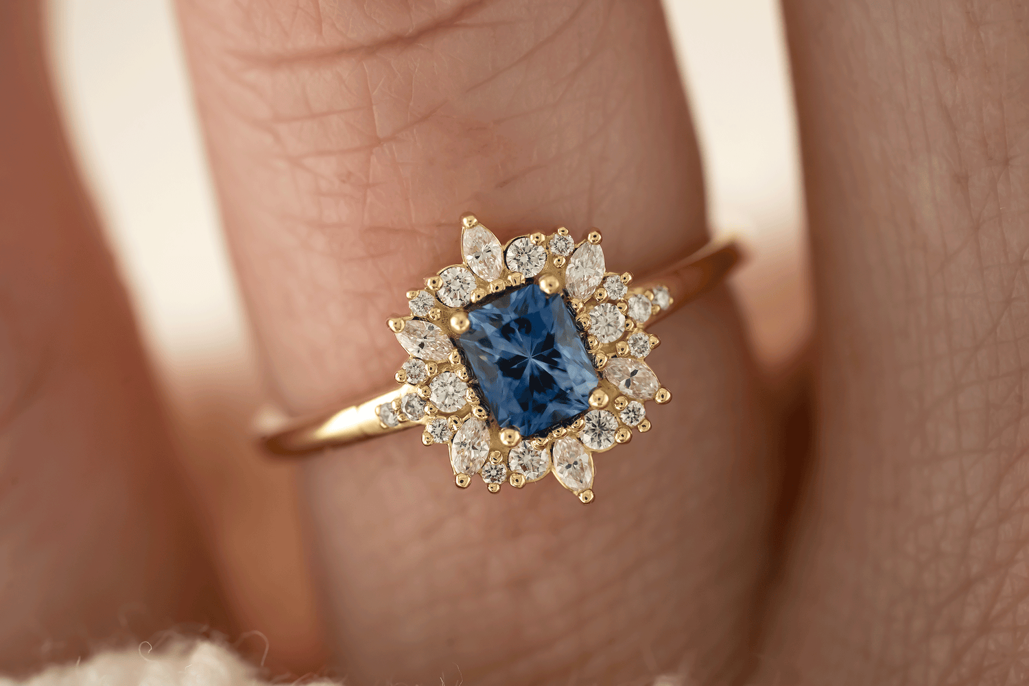 The Innis Ring | 0.5 CT Radiant Blue Sapphire