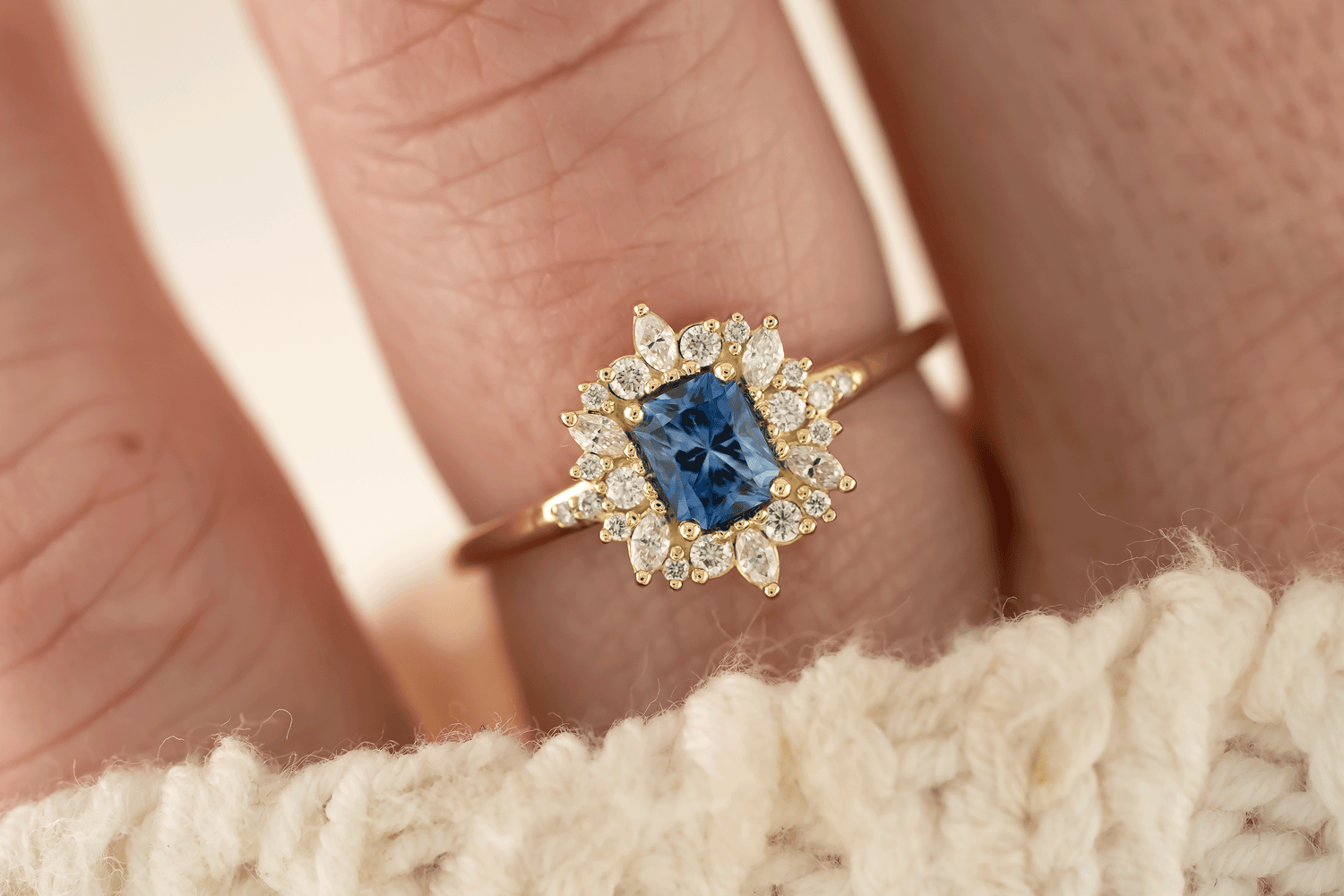 The Innis Ring | 0.5 CT Radiant Blue Sapphire