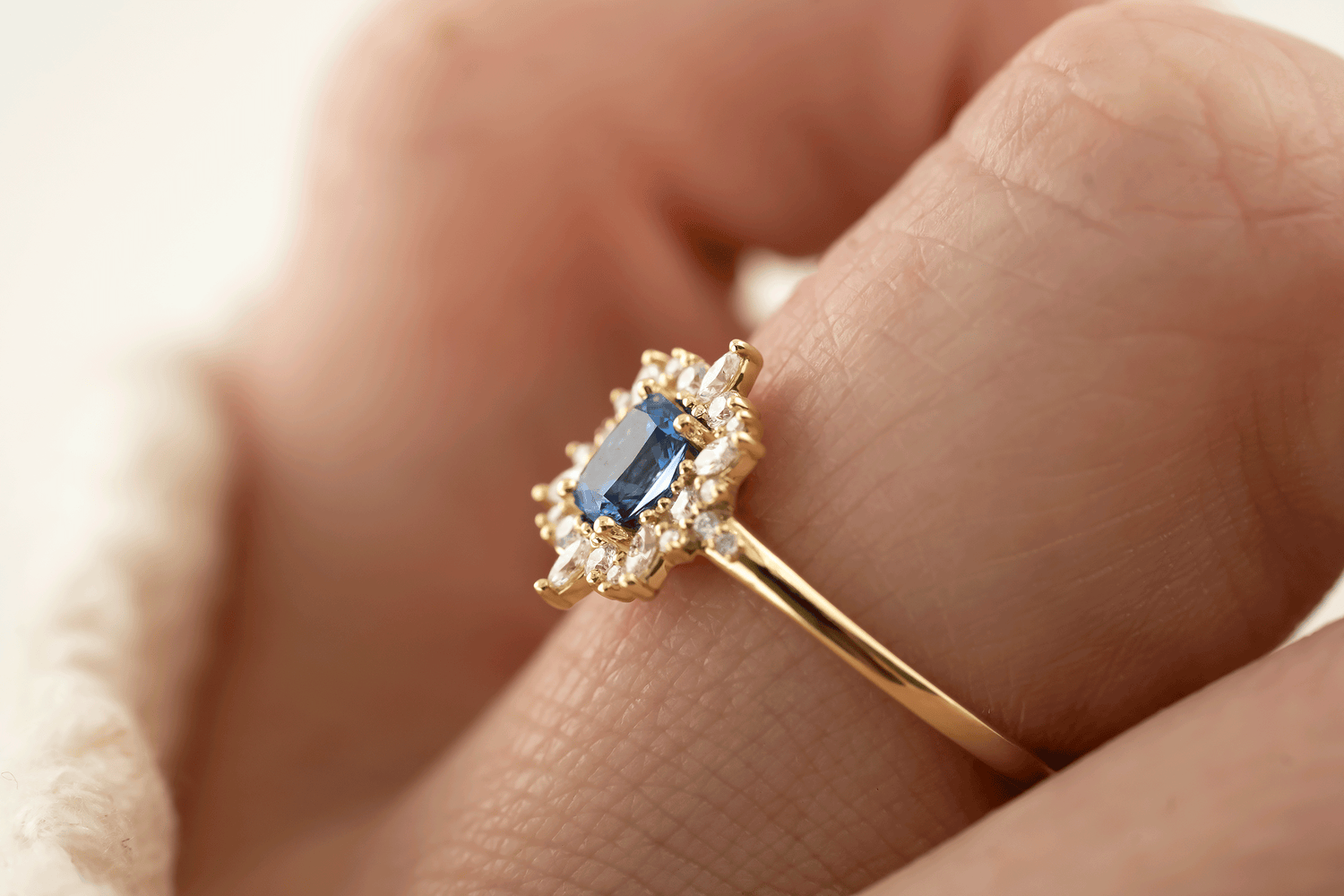 The Innis Ring | 0.5 CT Radiant Blue Sapphire