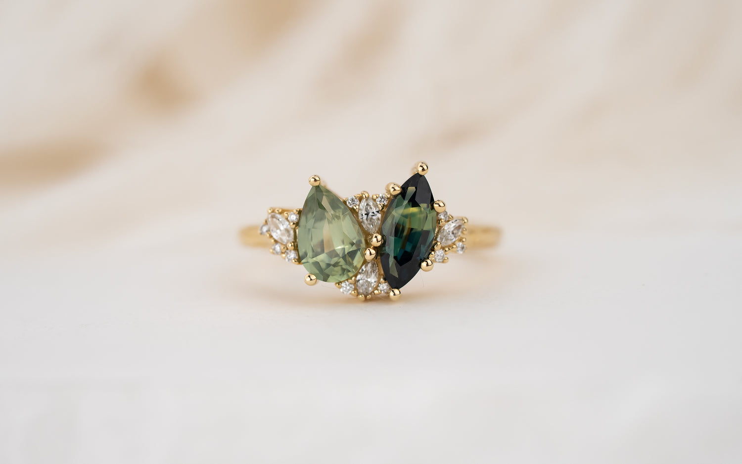The Evermore Ring | Teal Sapphire + Green Montana Sapphire