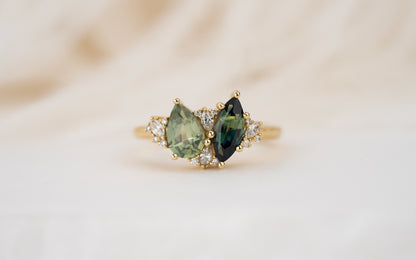 The Evermore Ring | Teal Sapphire + Green Montana Sapphire