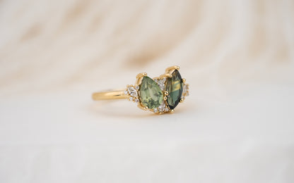 The Evermore Ring | Teal Sapphire + Green Montana Sapphire
