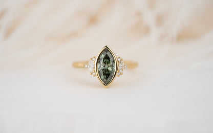 The Bezel Maren Ring | 1.1 CT Marquise Green Diamond