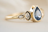 The Bezel Maeve Ring - 0.9 CT Pear Blue Sapphire - Lavender Creek Gems 