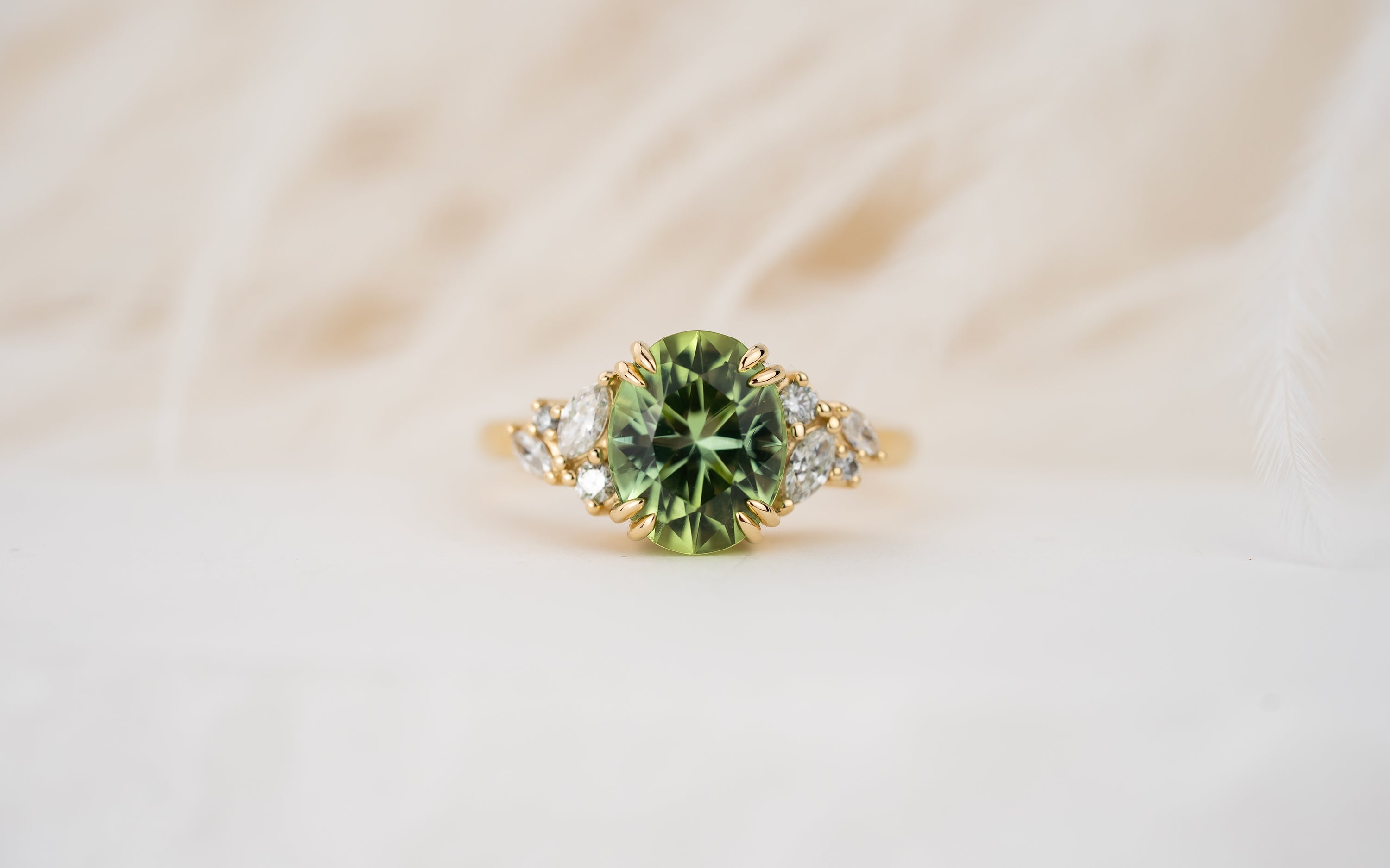 The Laurel Ring | 2.7 CT Oval Green Tourmaline