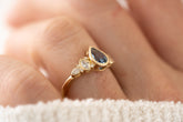 The Bezel Maeve Ring - 0.9 CT Pear Blue Sapphire - Lavender Creek Gems 