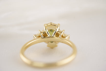 The Naevia Ring - 1.6 CT Oval Green Sapphire - Lavender Creek Gems 