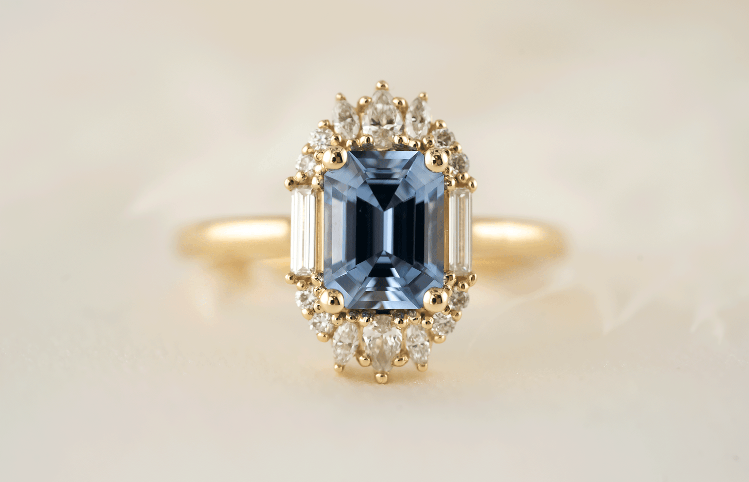 The Georgia Ring | 1.89 CT Emerald Cut Blue Sapphire