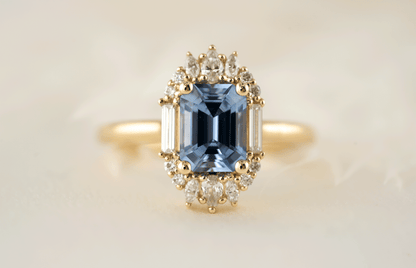 The Georgia Ring | 1.89 CT Emerald Cut Blue Sapphire