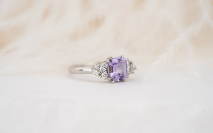 The Laurel Ring | 1.49 CT Emerald Cut Light Purple Sapphire