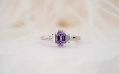 The Sura Ring | 1.06 CT Elongated Cushion Purple Sapphire