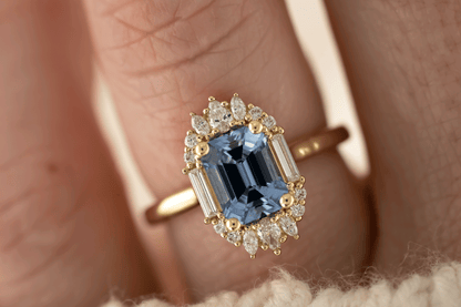 The Georgia Ring | 1.89 CT Emerald Cut Blue Sapphire