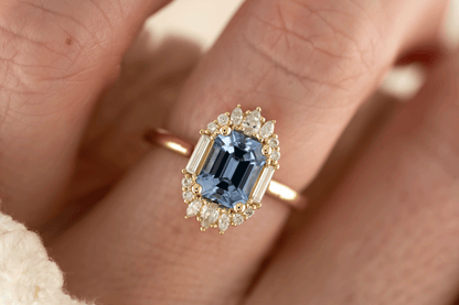 The Georgia Ring | 1.89 CT Emerald Cut Blue Sapphire