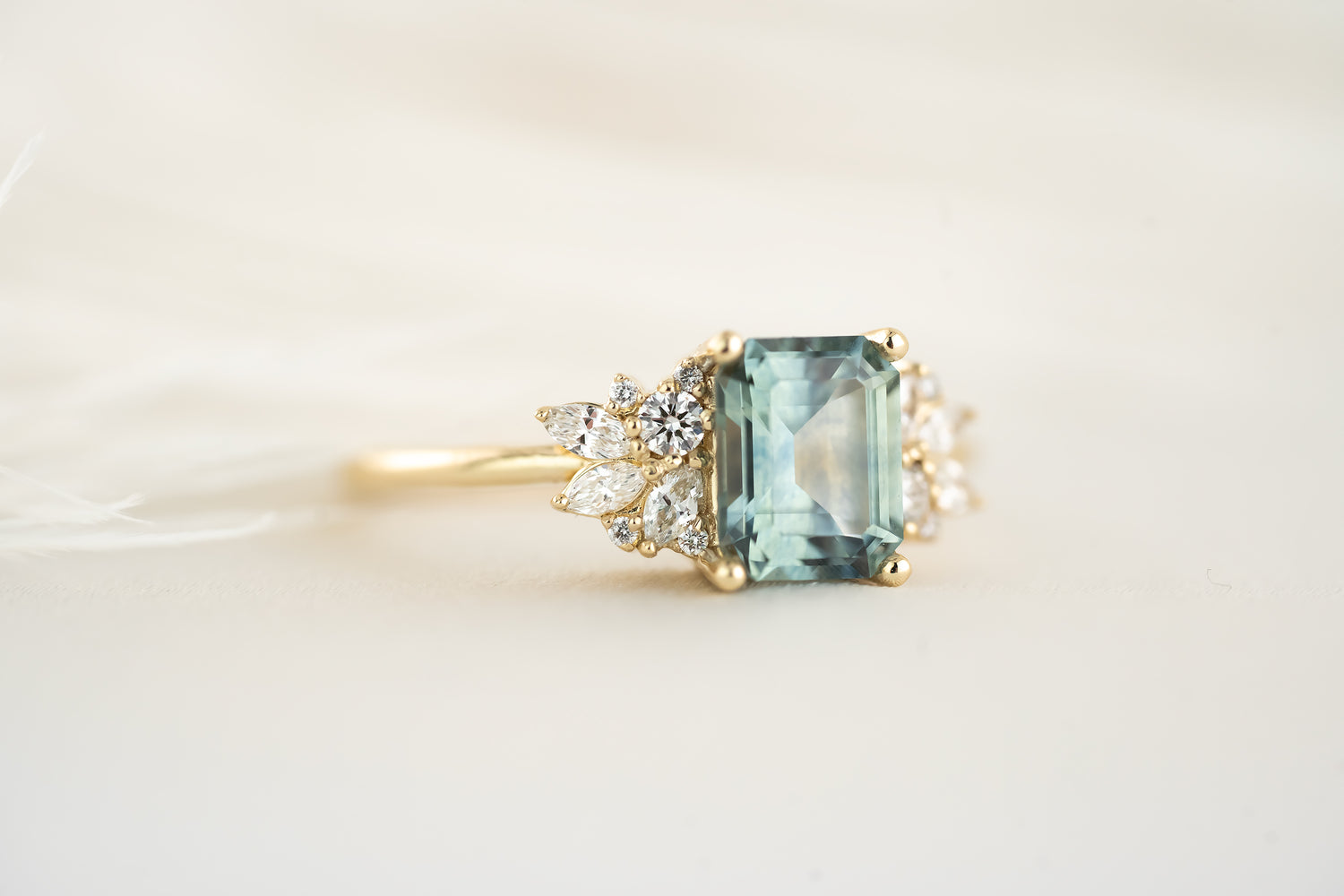 The Rosalie Ring - 1.66 CT Emerald Cut Montana Sapphire - Lavender Creek Gems 