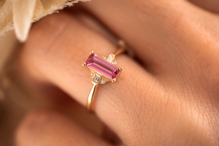 The Brielle 0.82 CT Baguette Cut Pink Sapphire Ring