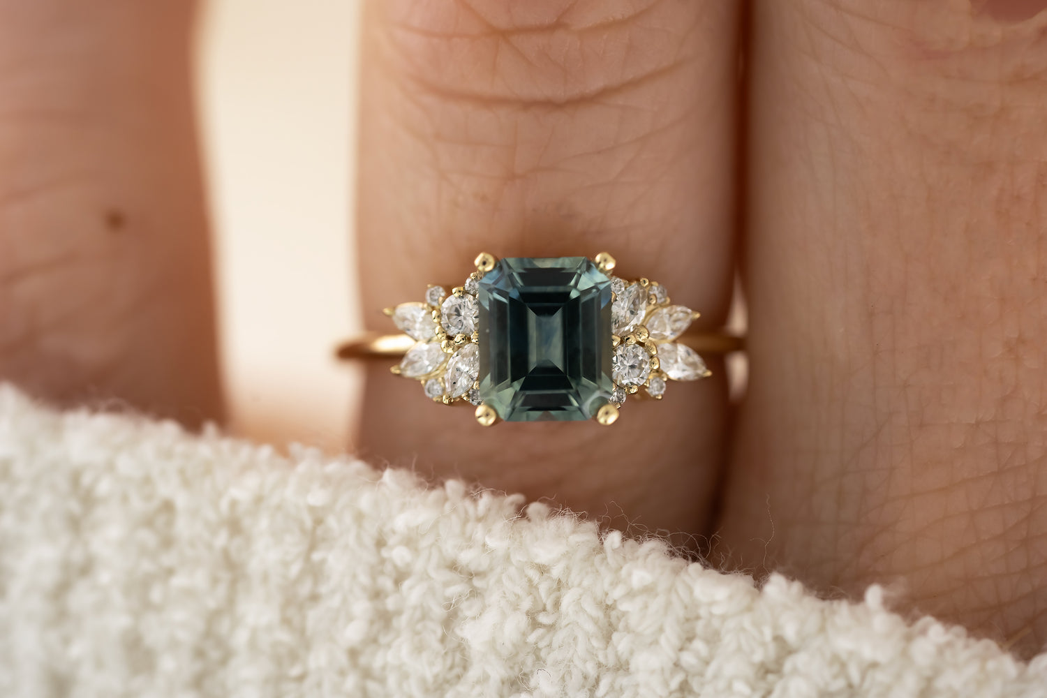 The Rosalie Ring - 1.66 CT Emerald Cut Montana Sapphire - Lavender Creek Gems 