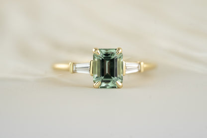 The Tryn Ring - 1.54 CT Emerald Cut Seafoam Tourmaline - Lavender Creek Gems 