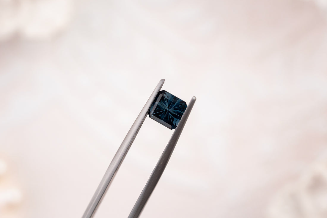 1.02 CT Square Starbrite™ Cut Dark Blue Australian Sapphire