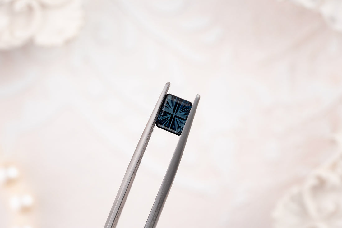 1.13 CT Rectangular Starbrite™ Cut Dark Blue Australian Sapphire