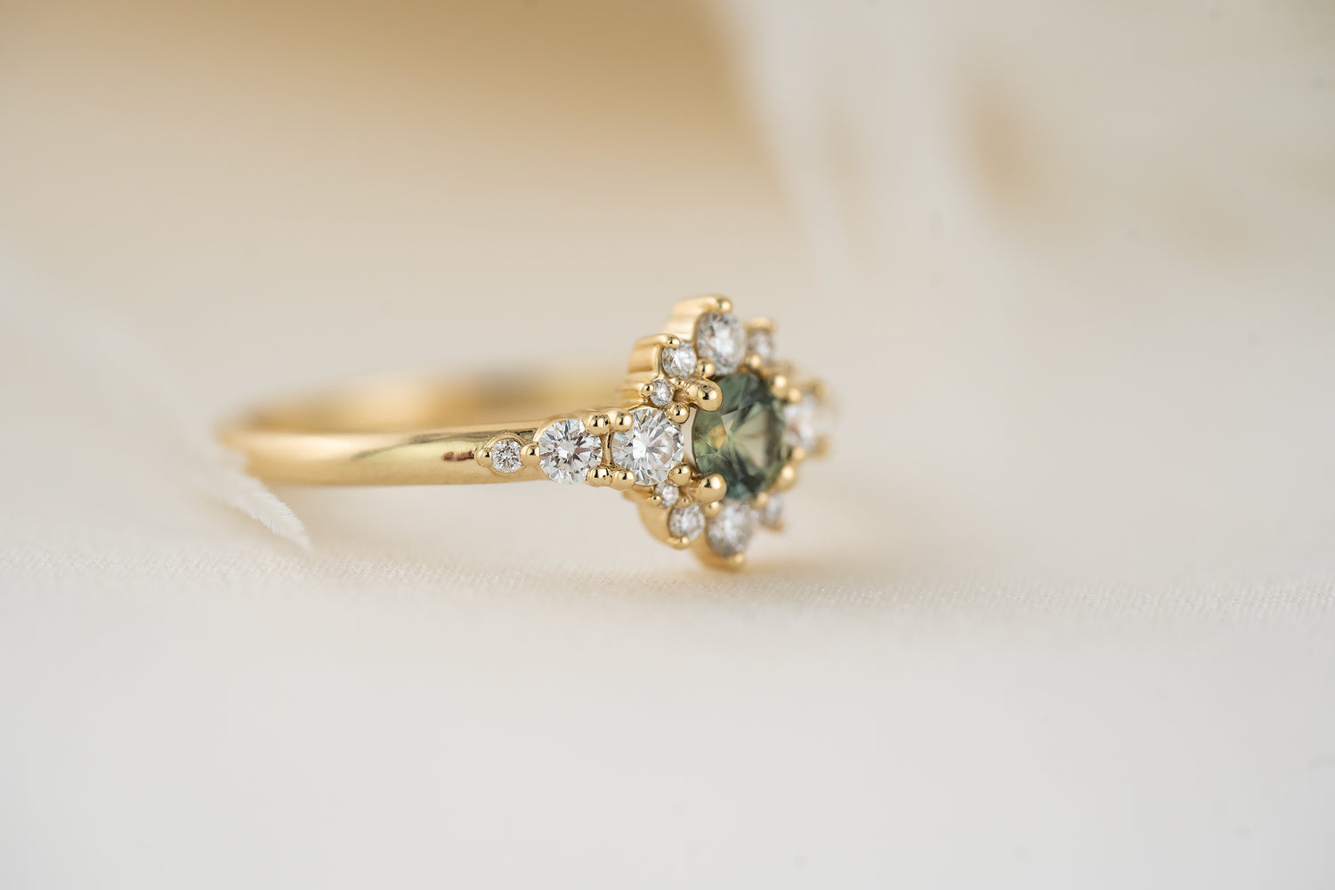 The Bloom Ring - Green Sapphire - Lavender Creek Gems 