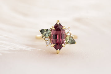 The Fleur Ring - 3.72 CT Marquise Malaya Garnet - Lavender Creek Gems 