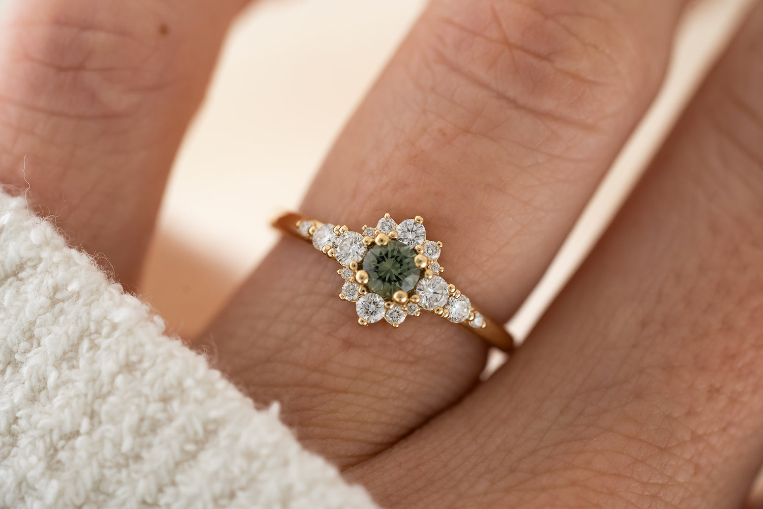 The Bloom Ring - Green Sapphire - Lavender Creek Gems 