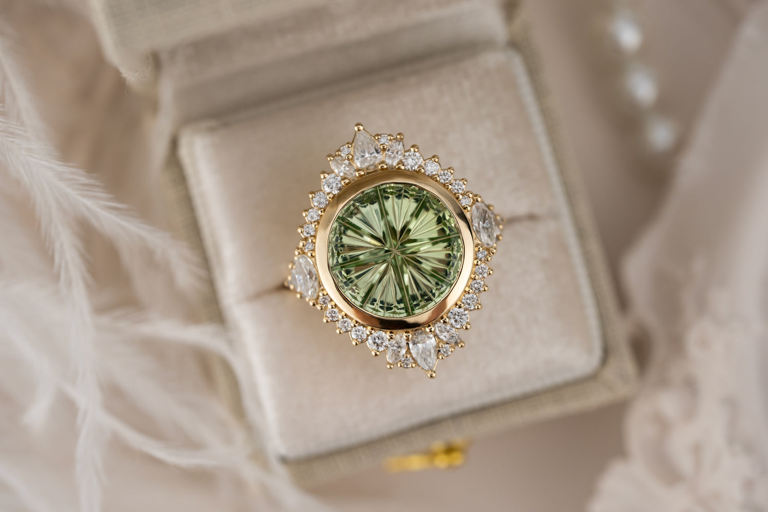 The Ethereal Ring | 4.51 CT Round Starbrite™ Green Tourmaline