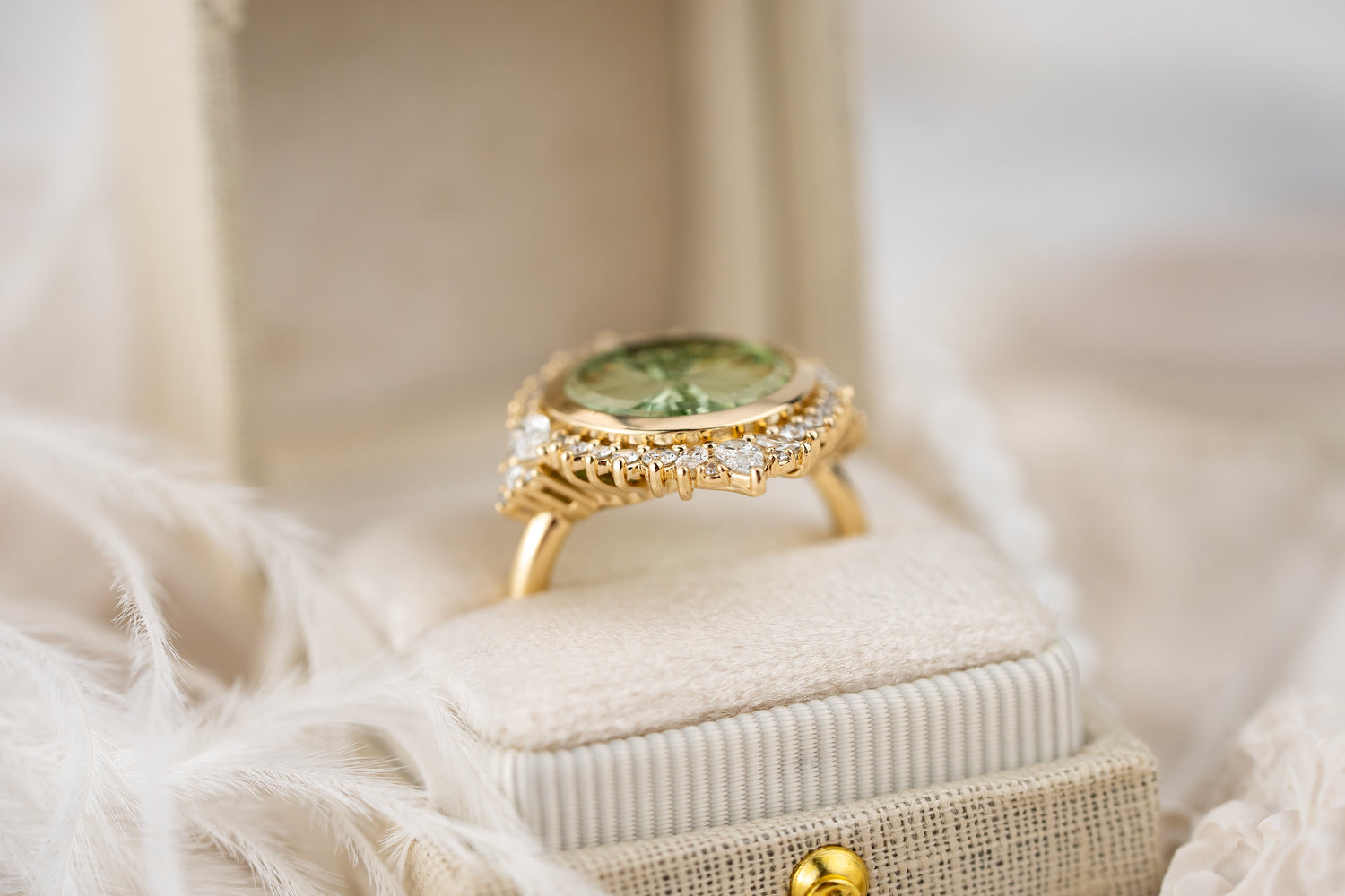 The Ethereal Ring | 4.51 CT Round Starbrite™ Green Tourmaline