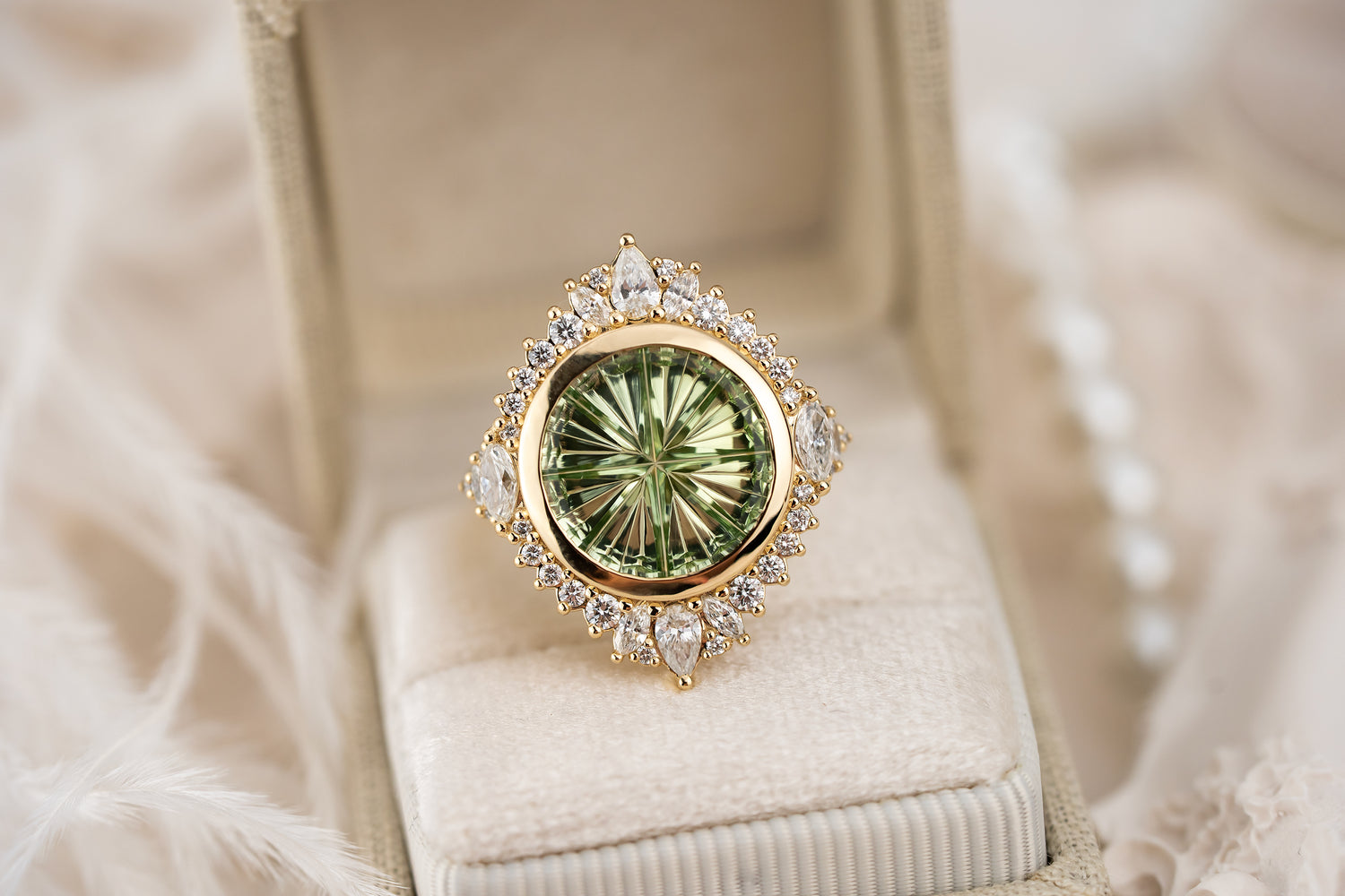 The Ethereal Ring | 4.51 CT Round Starbrite™ Green Tourmaline