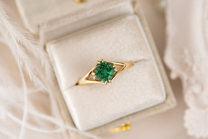 The Willow Ring | 1.56 CT Square Starbrite™ Green Tourmaline