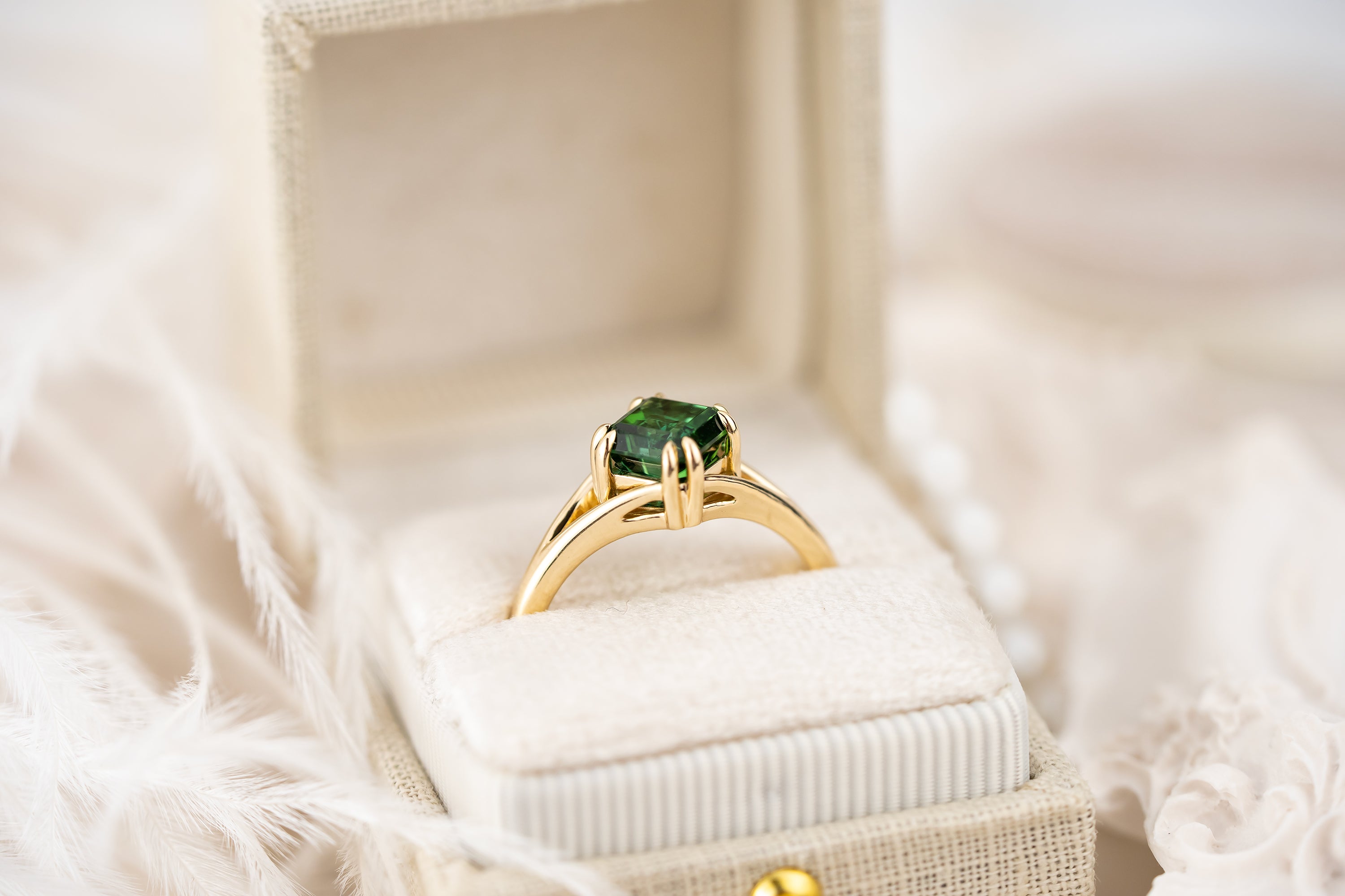 The Willow Ring | 1.56 CT Square Starbrite™ Green Tourmaline