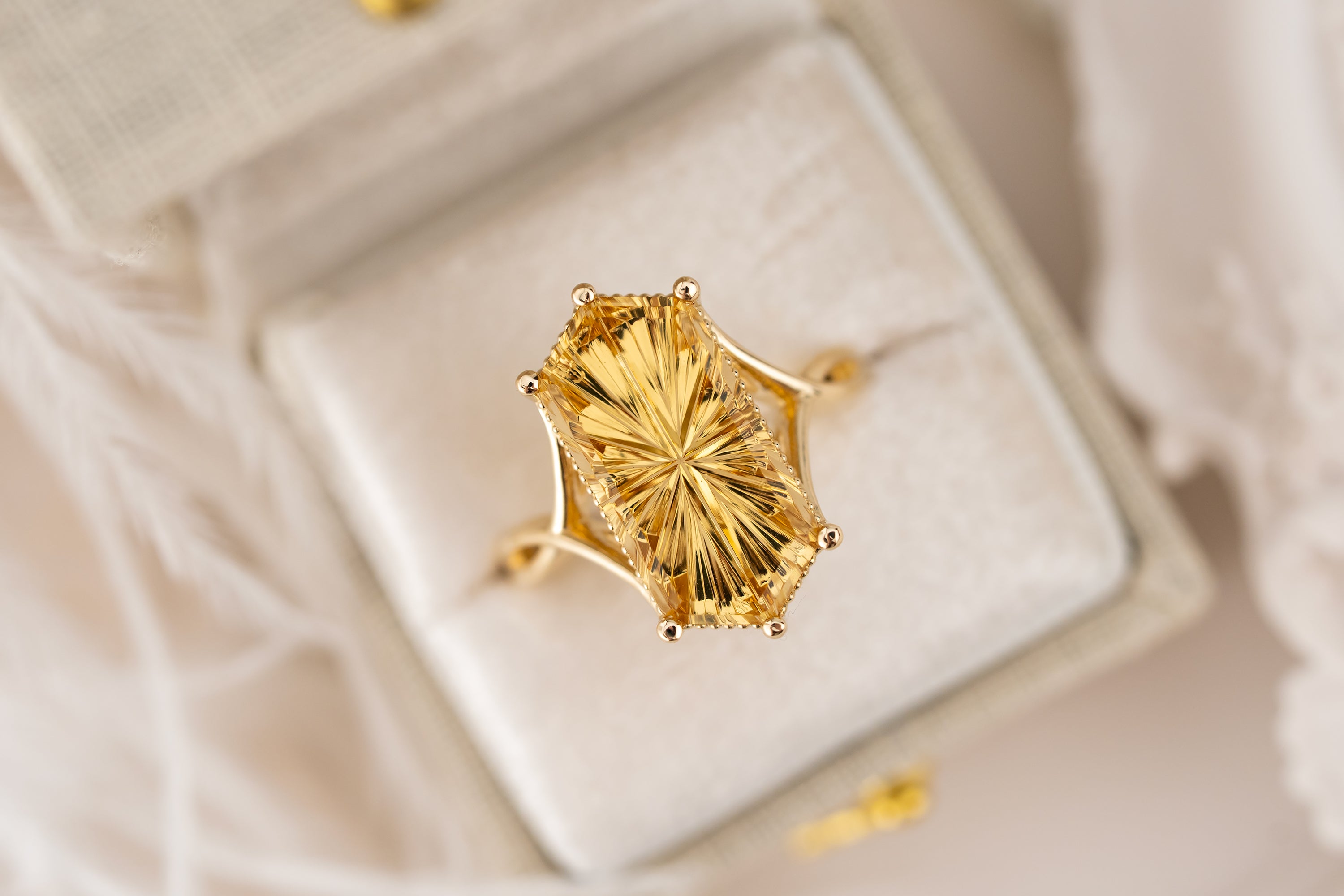 The Fates Ring | 5.01 Hexagon Starbrite™ Golden Beryl