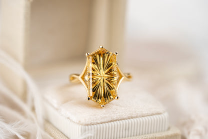 The Fates Ring | 5.01 Hexagon Starbrite™ Golden Beryl