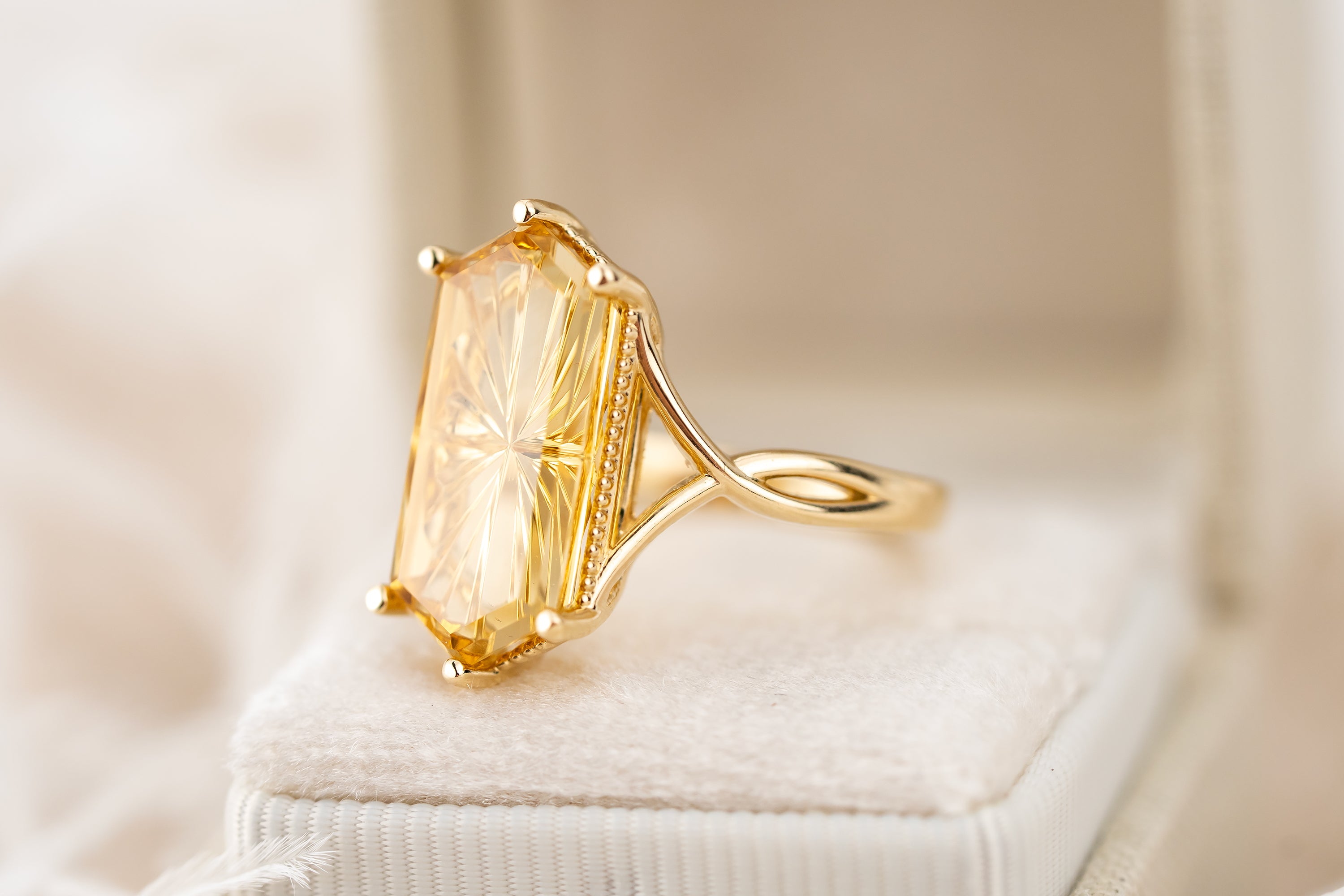 The Fates Ring | 5.01 Hexagon Starbrite™ Golden Beryl