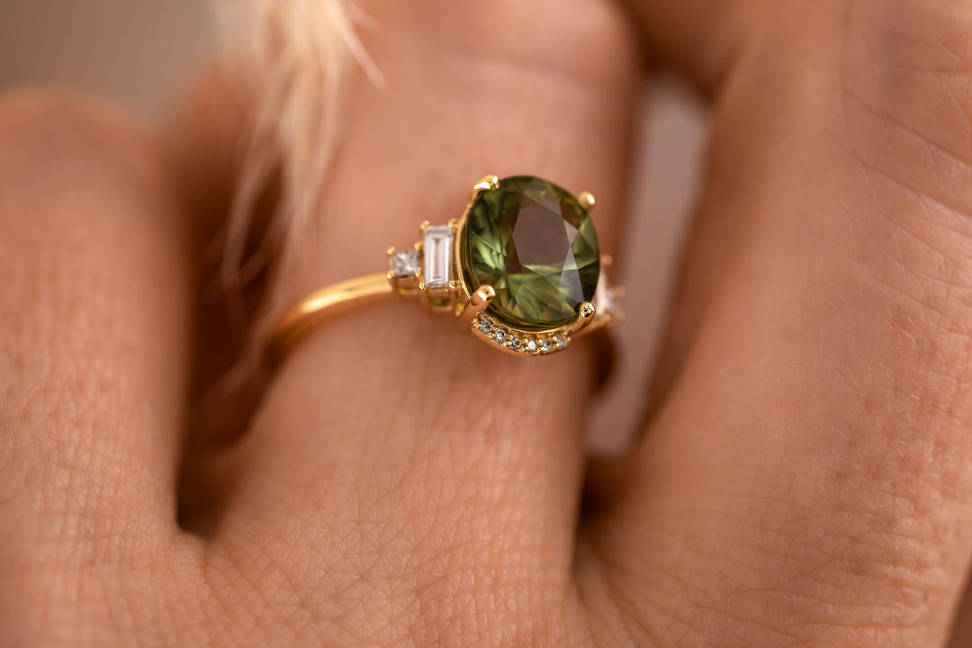 The Sura 2.4 CT Oval Green Tourmaline Ring
