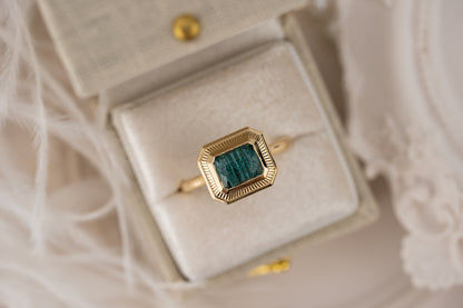 The Olympia Ring | 1.57 CT Rectangular Concave Cut Blue Tourmaline