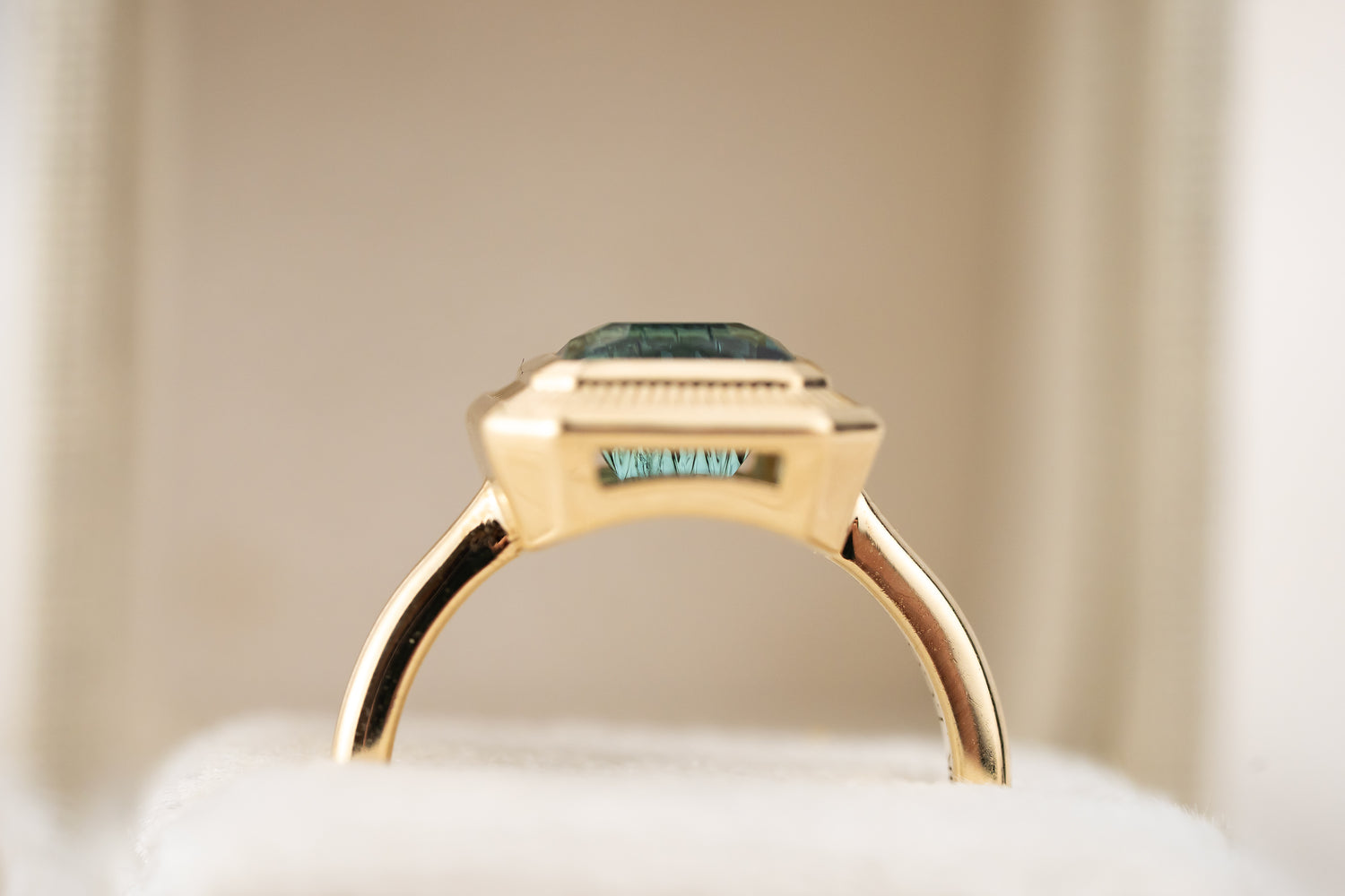 The Olympia Ring | 1.57 CT Rectangular Concave Cut Blue Tourmaline