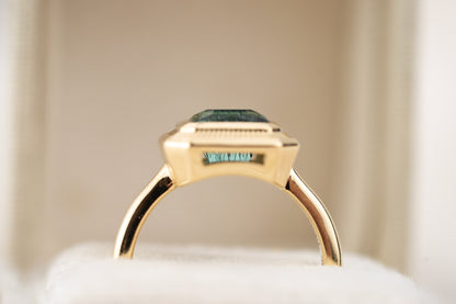 The Olympia Ring | 1.57 CT Rectangular Concave Cut Blue Tourmaline