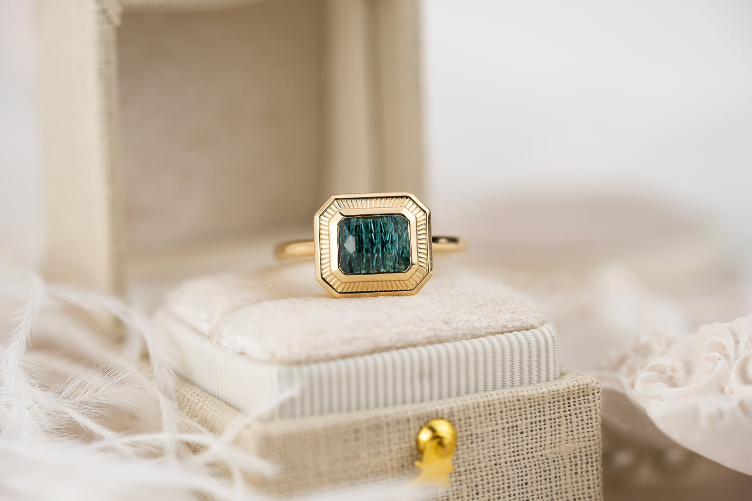 The Olympia Ring | 1.57 CT Rectangular Concave Cut Blue Tourmaline