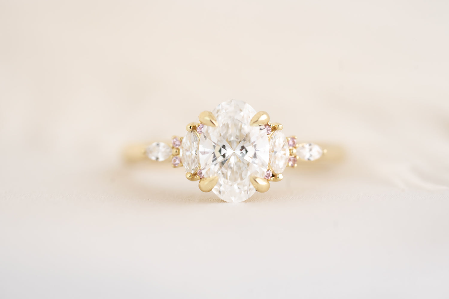 The Maeve Ring - 1.21 CT Oval Lab Diamond + Pastel Pink Sapphire - Lavender Creek Gems 