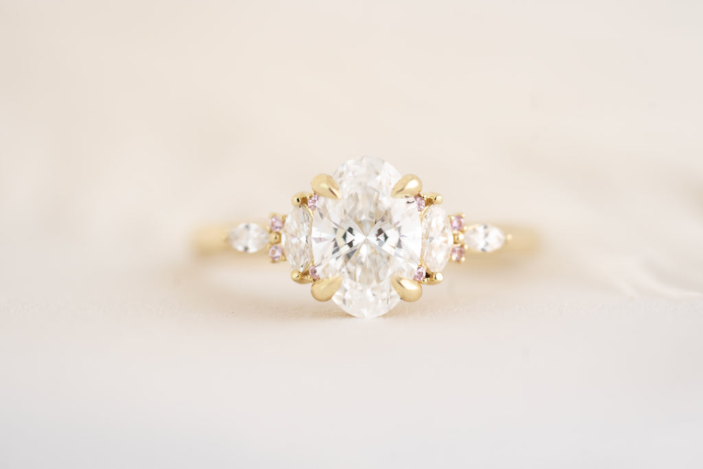 The Maeve Ring - 1.21 CT Oval Lab Diamond + Pastel Pink Sapphire - Lavender Creek Gems 