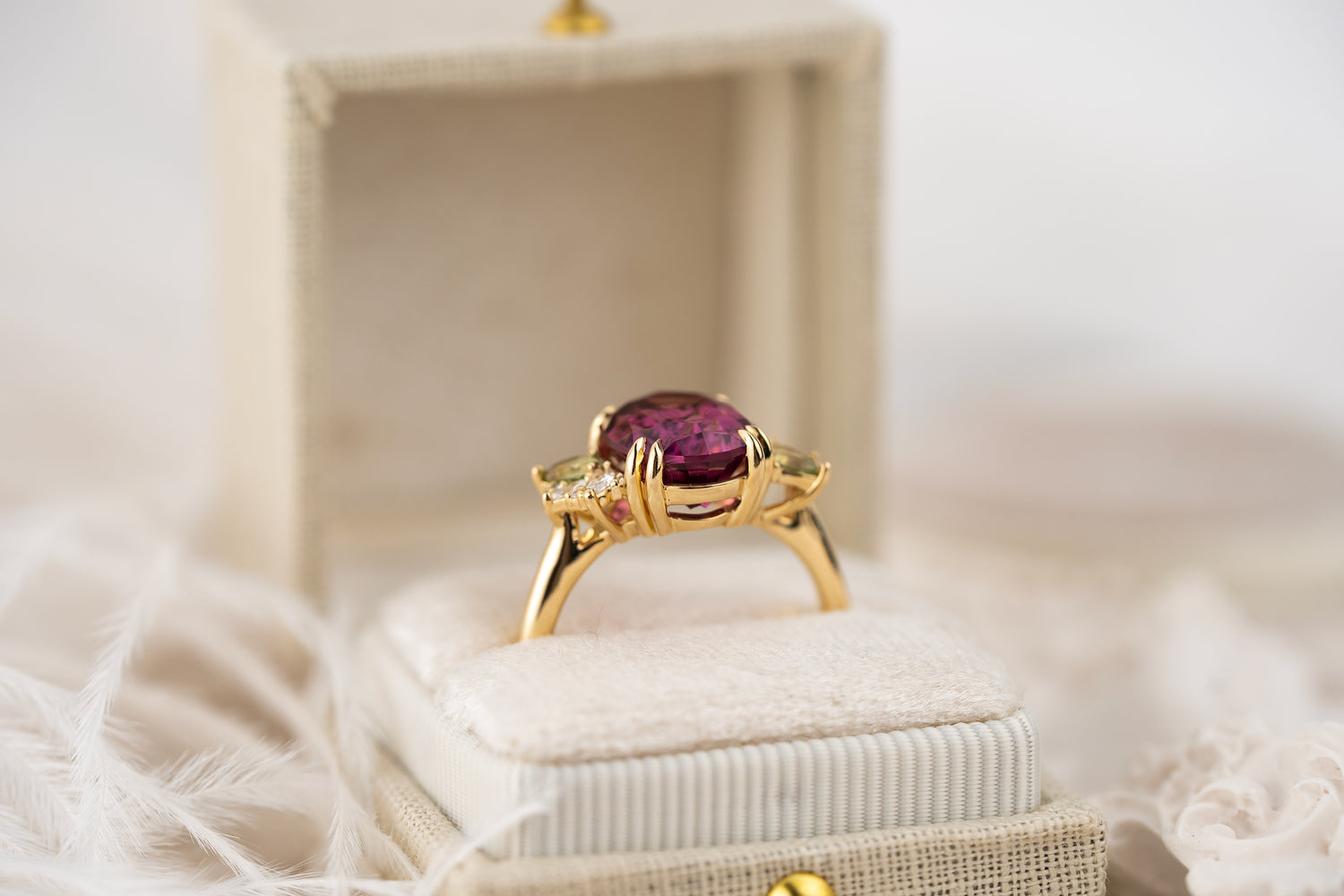 The Fleur Ring | 4.72 CT Oval Starbrite™ Rose Tanga Garnet