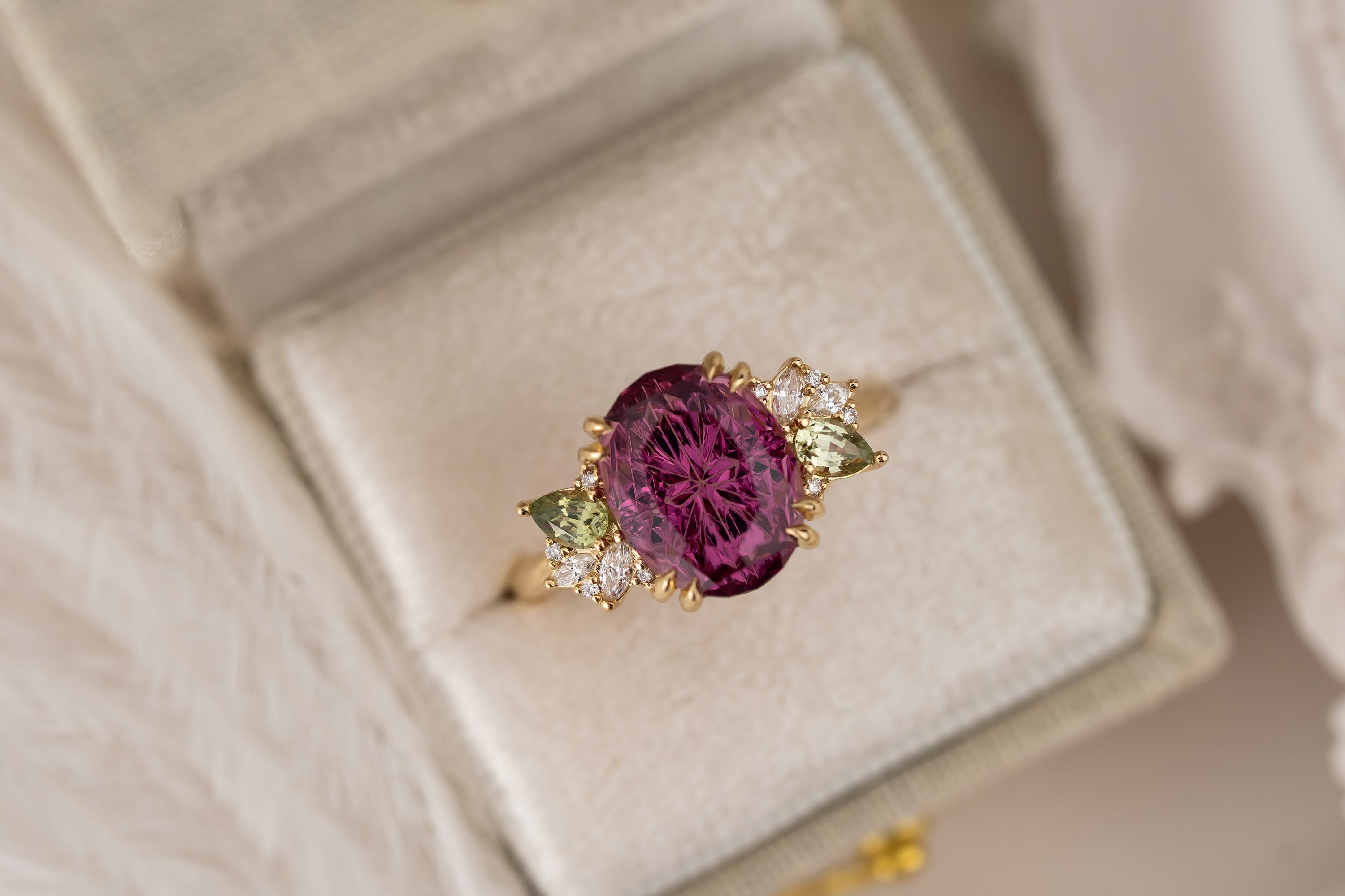 The Fleur Ring | 4.72 CT Oval Starbrite™ Rose Tanga Garnet