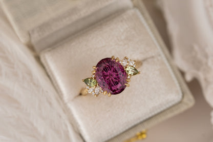 The Fleur Ring | 4.72 CT Oval Starbrite™ Rose Tanga Garnet