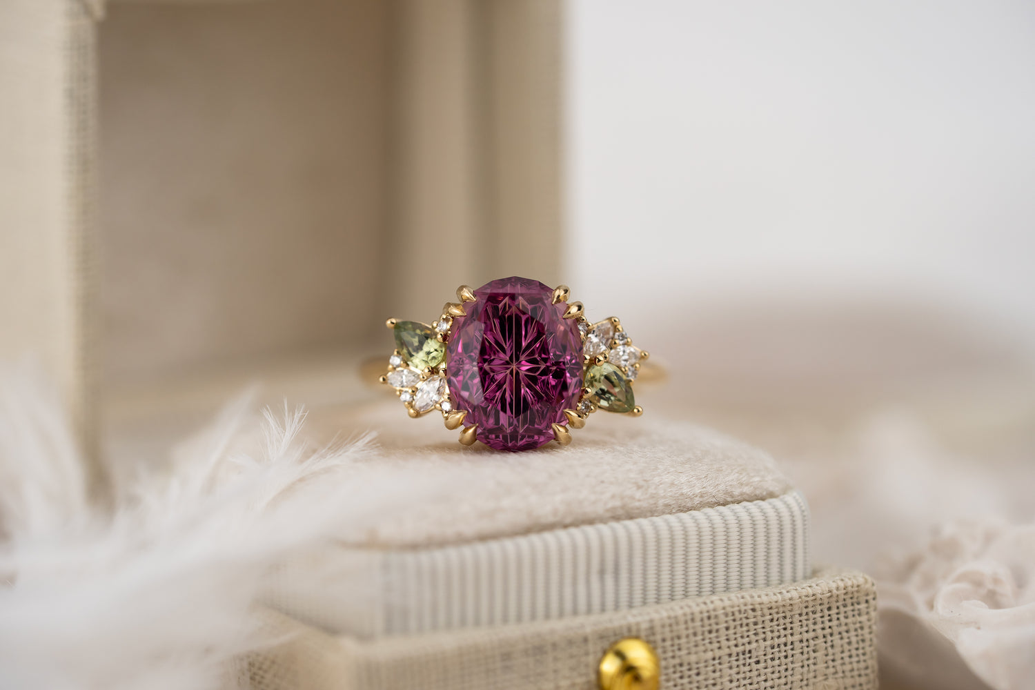 The Fleur Ring | 4.72 CT Oval Starbrite™ Rose Tanga Garnet